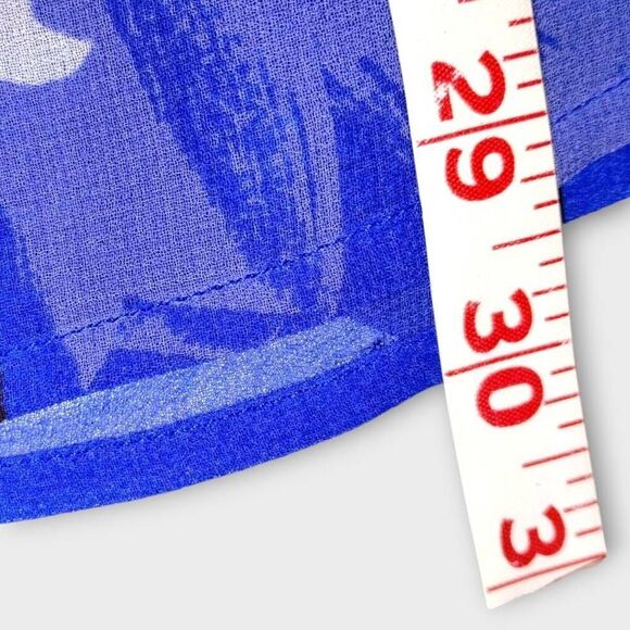 Lane Bryant Tank Top Sz 24 Royal Blue Floral Chiffon Scoop Cottagecore Beachy - Picture 6 of 9